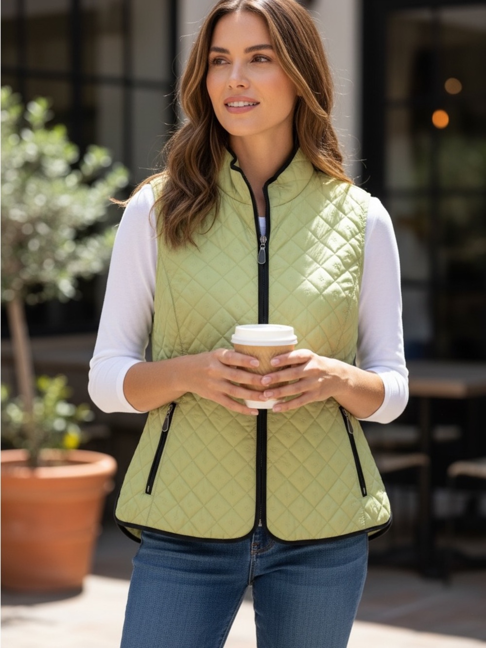 Eddie Bauer CirrusLite Down Puffer Vest Lime Chartreuse Yellow Quilted Large